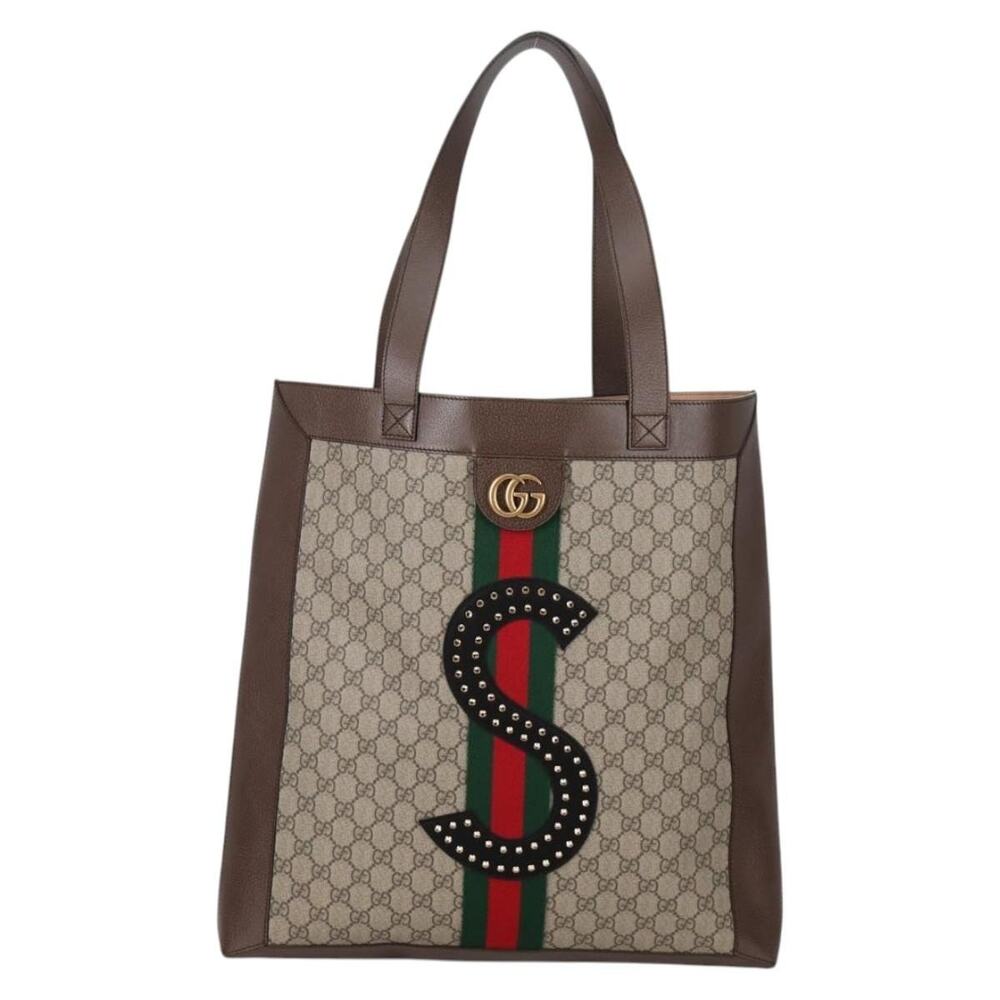 Gucci GG Supreme Web Sherry Line Tote Bag Beige